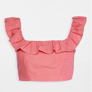Pink linen crop top Saloni